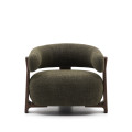 Кресло La Forma Granite 83,5 x 87,5 x h67 см, из зелёного шенилла и массива ясеня в отделке орех