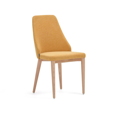Стул La Forma Rosie 48 x 56 x h88 см, из горчичной синели с ножками из массива ясеня