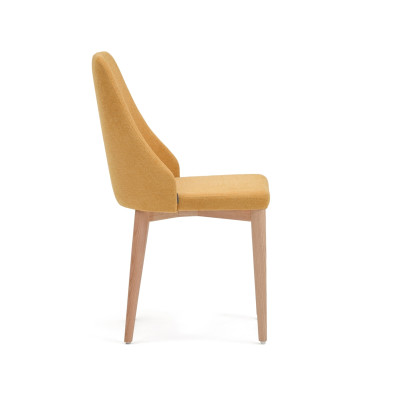 Стул La Forma Rosie 48 x 56 x h88 см, из горчичной синели с ножками из массива ясеня