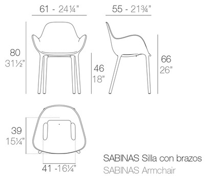 Размеры Стул Vondom Sabinas