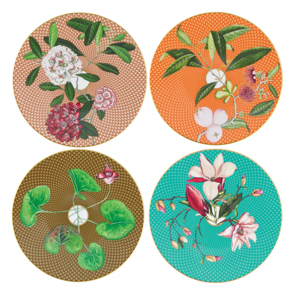Комплект тарелок салатных Raynaud Tresor Fleuri, диаметр 22 см, 4 шт