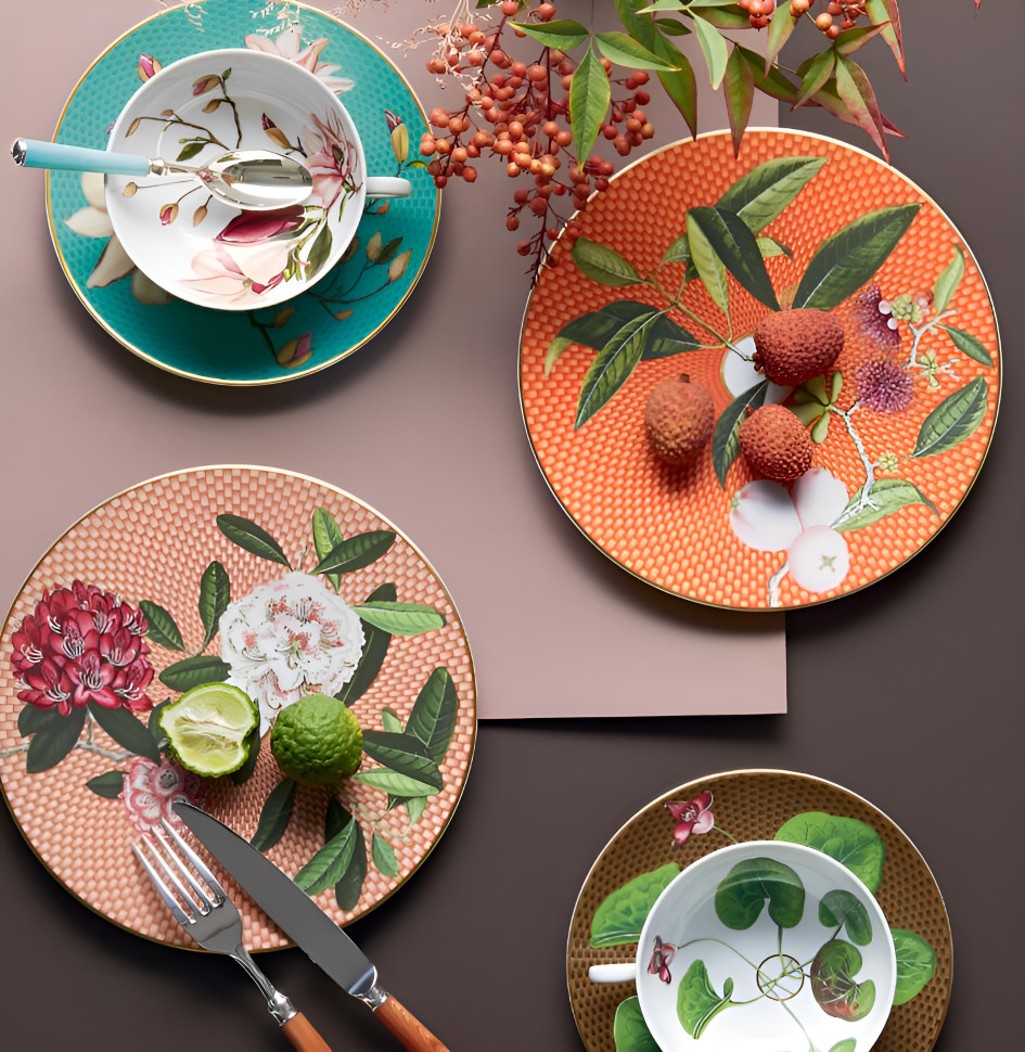 Комплект тарелок салатных Raynaud Tresor Fleuri, диаметр 22 см, 4 шт