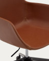 Рабочее кресло La Forma Tissiana 55,5 x 55 x h85 см, коричневая искусственная кожа, алюминиевые ножки с матовой чёрной отделкой