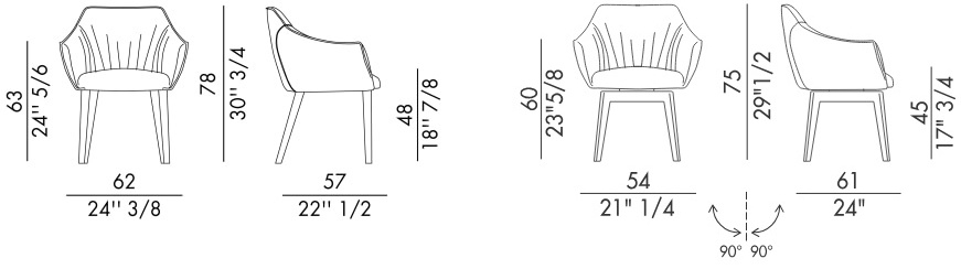 Размеры Стул Eforma Era 4 gambe legno