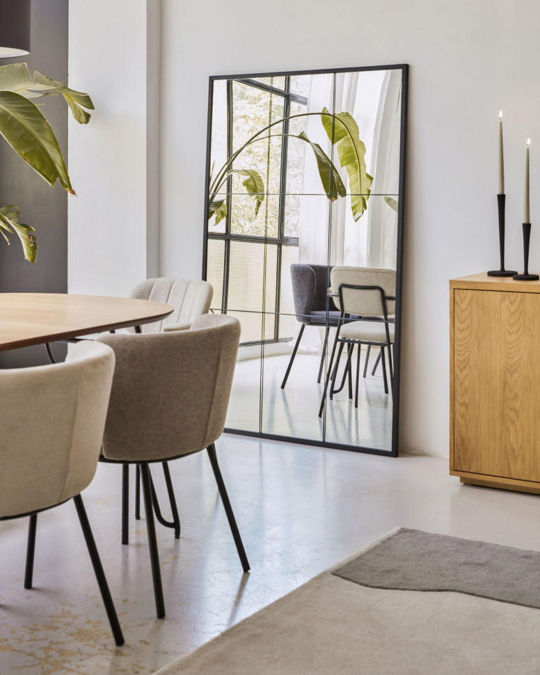 Зеркало La Forma Ulrica 100 x 2,5 x h160 см, чёрный металл - стиль