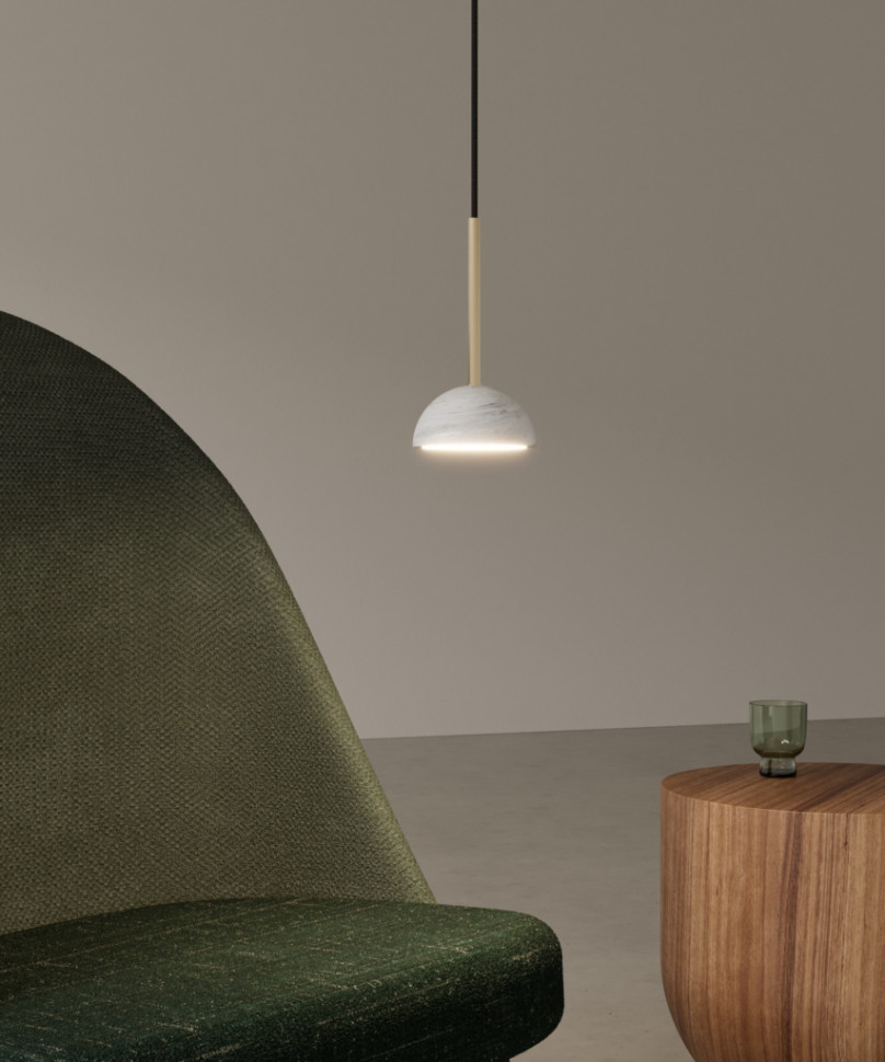 Подвесной светильник Aromas del Campo Dussa диаметр 20 x h300 см, золотой металл, белый мрамор - фото товара