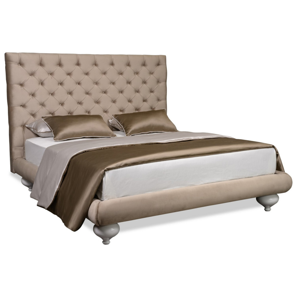 Кровать с решёткой Fratelli Barri Selection 201 x 220,6 x h150,2 см, бежевый велюр