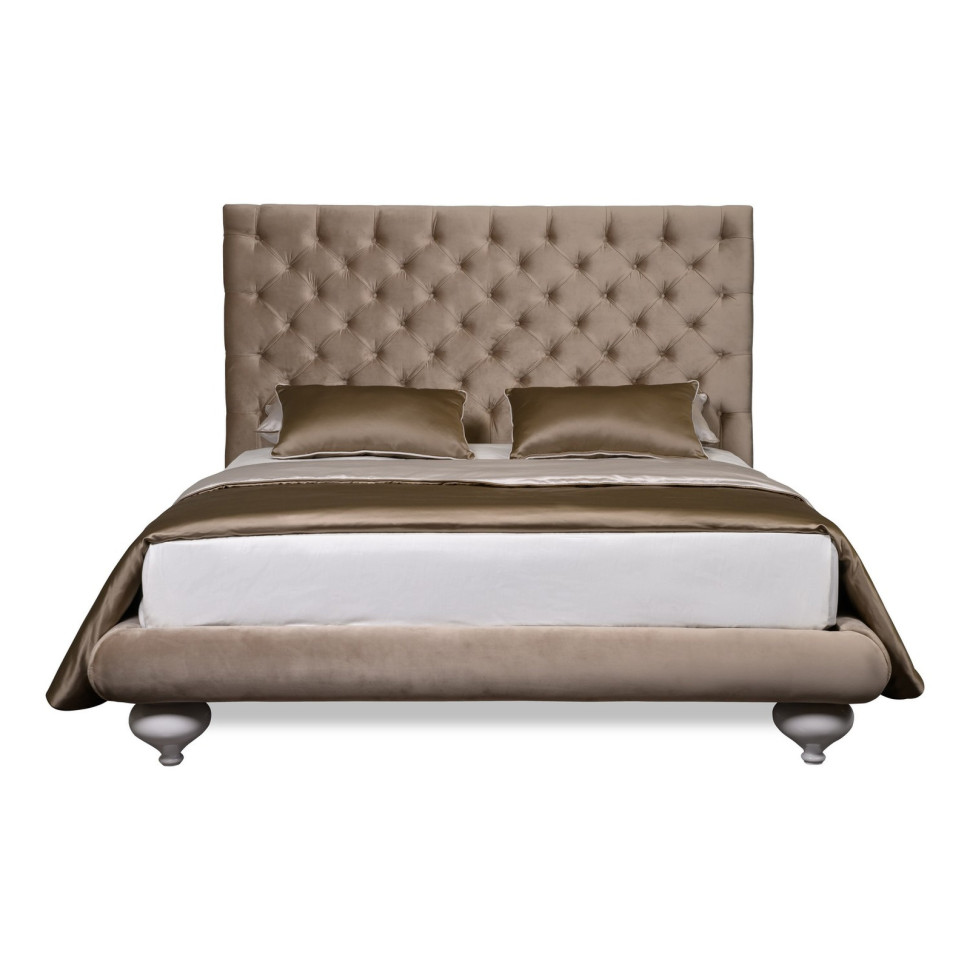 Кровать с решёткой Fratelli Barri Selection 201 x 220,6 x h150,2 см, бежевый велюр - материал