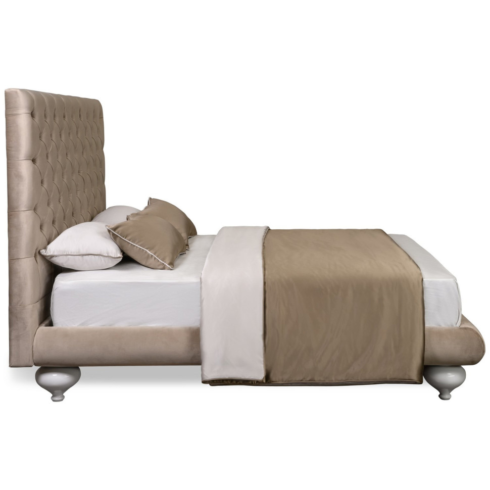 Кровать с решёткой Fratelli Barri Selection 201 x 220,6 x h150,2 см, бежевый велюр - стиль