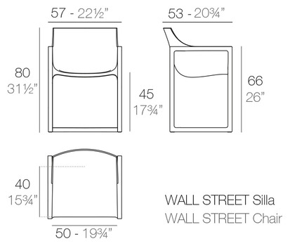 Размеры Стул Vondom Wall Street