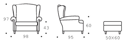 Размеры Кресло Asnaghi Cassiopea