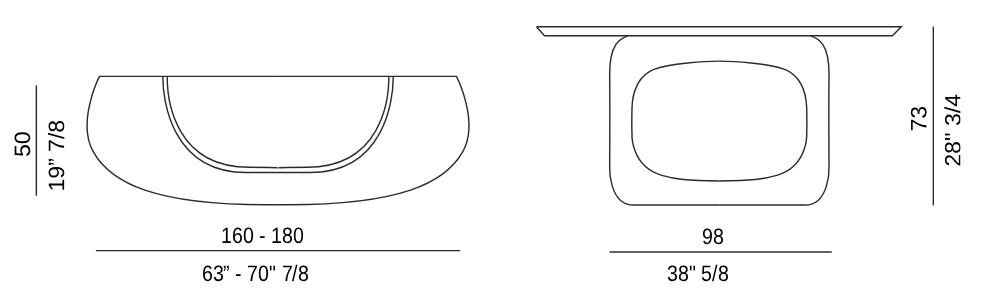 Размеры Консоль Eforma Polifemo console top ceramica