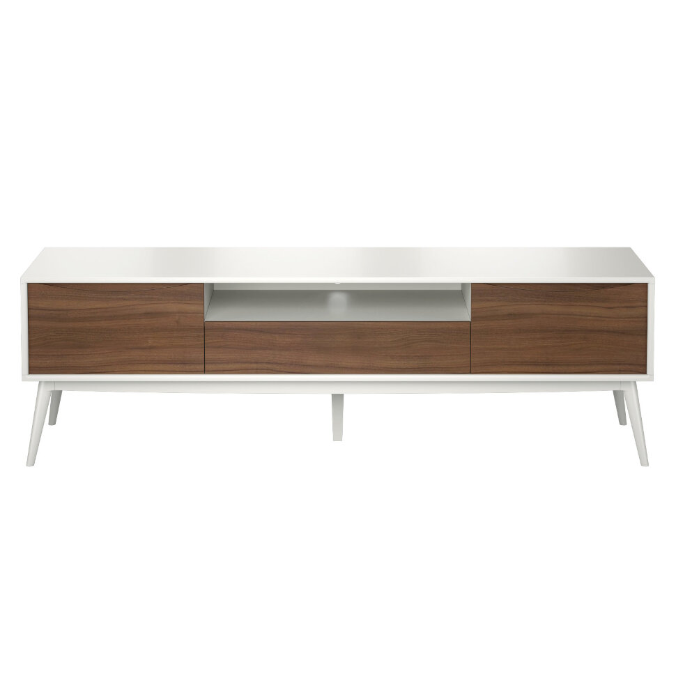 Тумба под телевизор Mod Interiors Sevilla 180 x 45 x h55 см, шпон ореха и белый лак - стиль