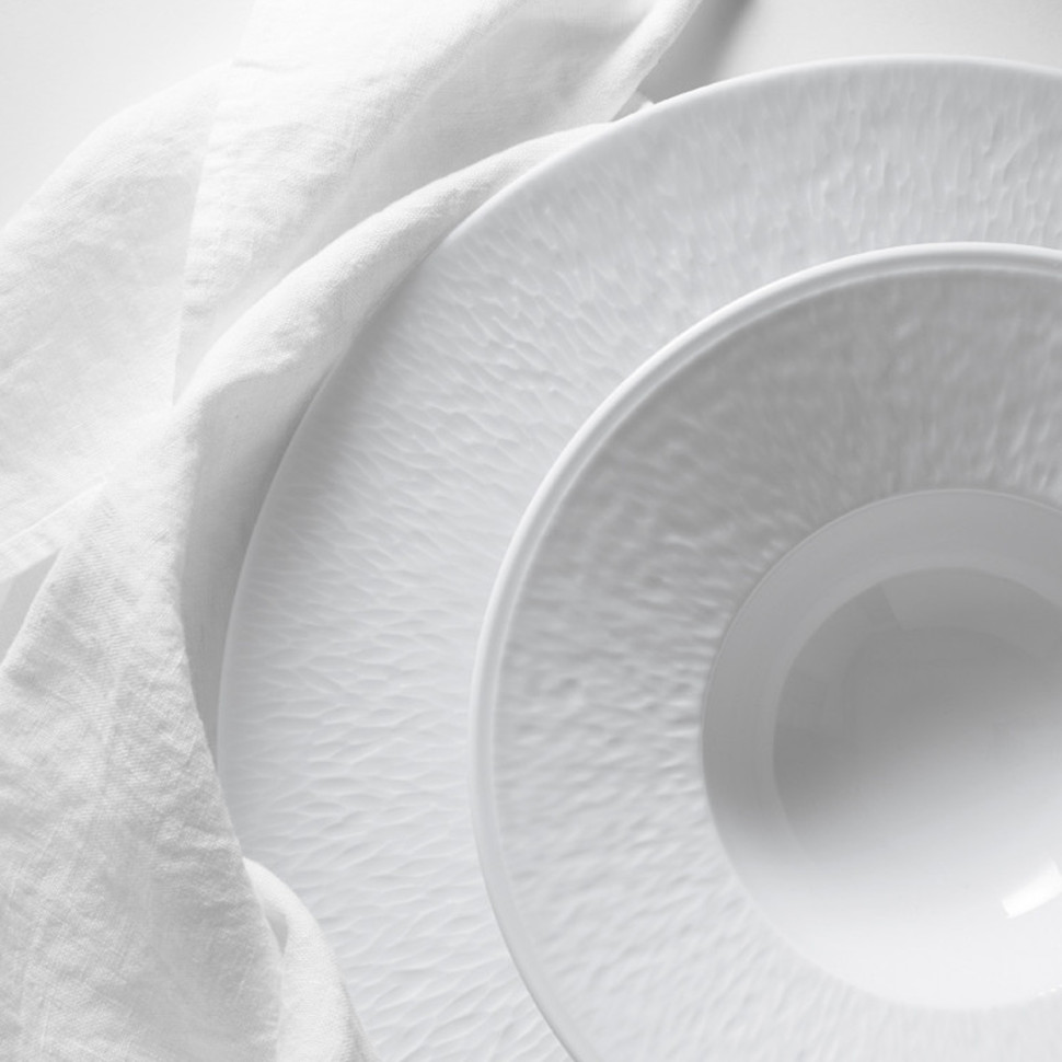 Тарелка плоская Raynaud MINERAL, диаметр 29 см, белая с выгравированным ободком, фарфор