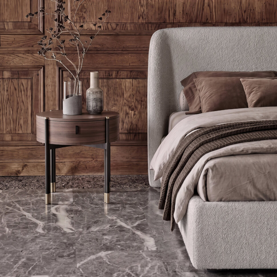 Кровать Mod Interiors Палома 186 x 212 x h102 см, ткань букле Candy 106 Cocoa - стиль
