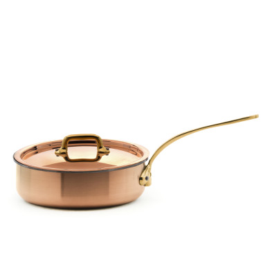 Сковорода с крышкой Mauviel M'150B M'HERITAGE, 3 л, диаметр 24 см, нержавеющая сталь, медь, бронзовая ручка