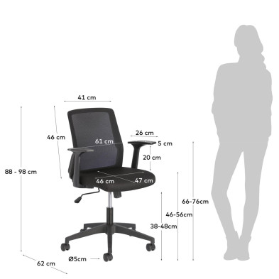 Офисное кресло La Forma Nasia 61 x 62 x h8898 см, чёрное