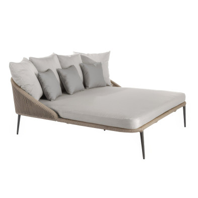 Кровать Skyline Design Rodona 160 x 160 x h71 см, плетёные верёвки, алюминий