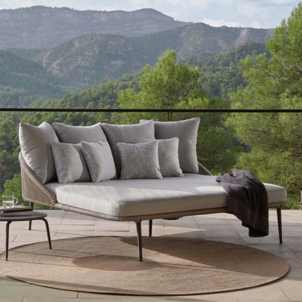 Кровать Skyline Design Rodona 160 x 160 x h71 см, плетёные верёвки, алюминий - фото товара