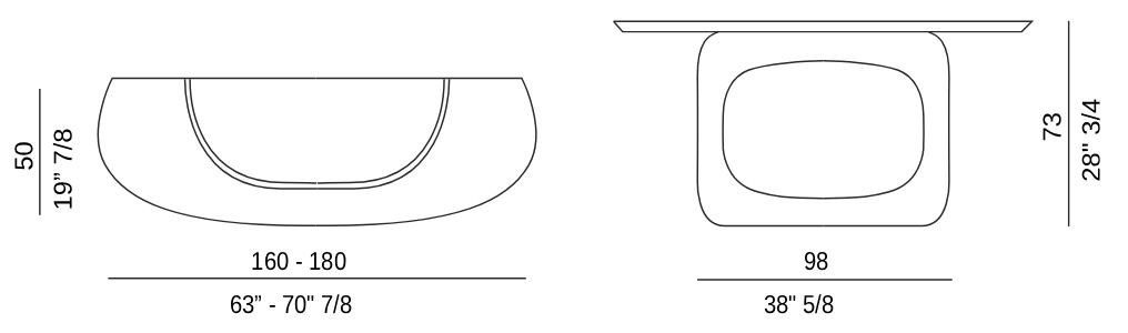 Размеры Консоль Eforma Polifemo console top marmo