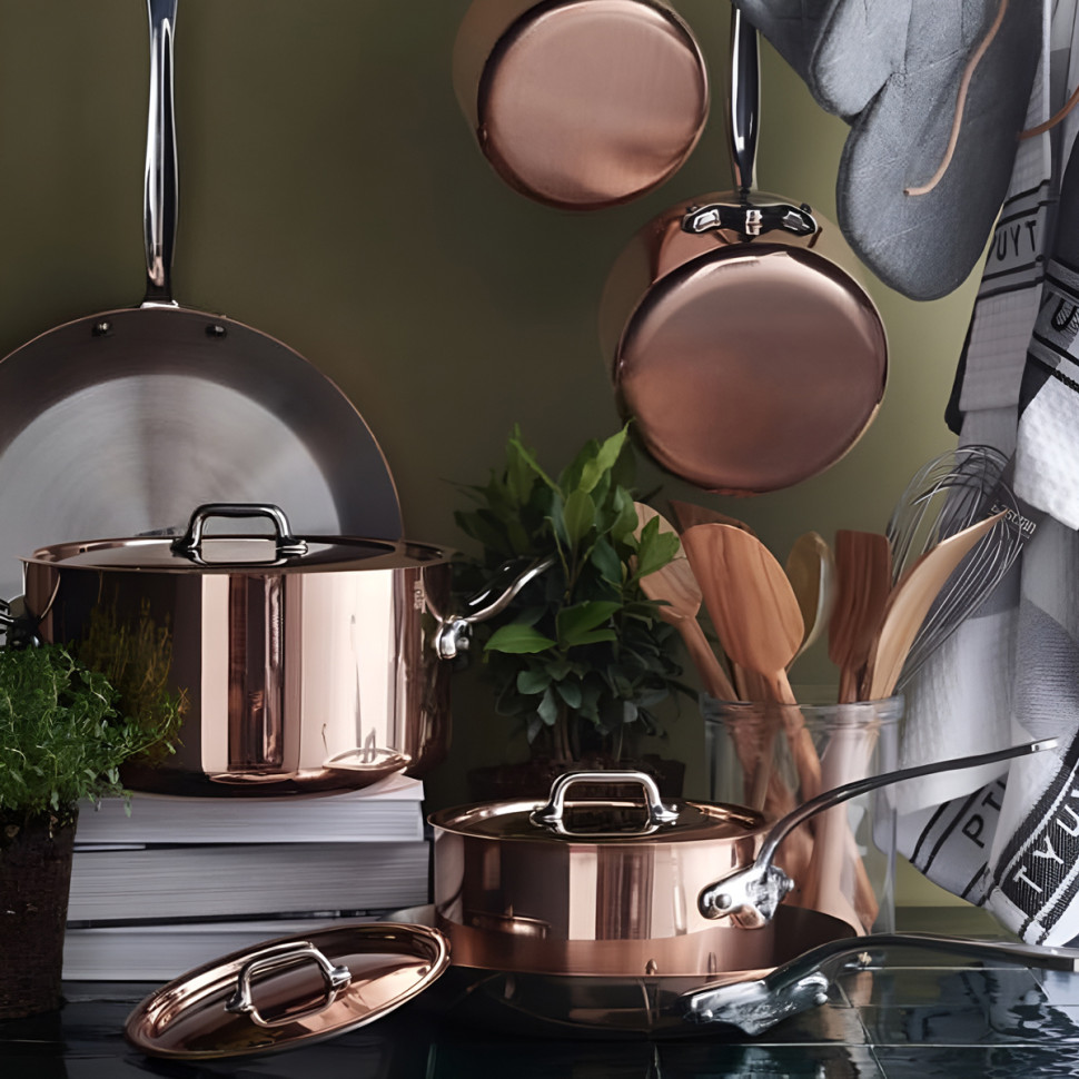 Крышка Mauviel M'6S, диаметр 16 см, нержавеющая сталь, медное покрытие