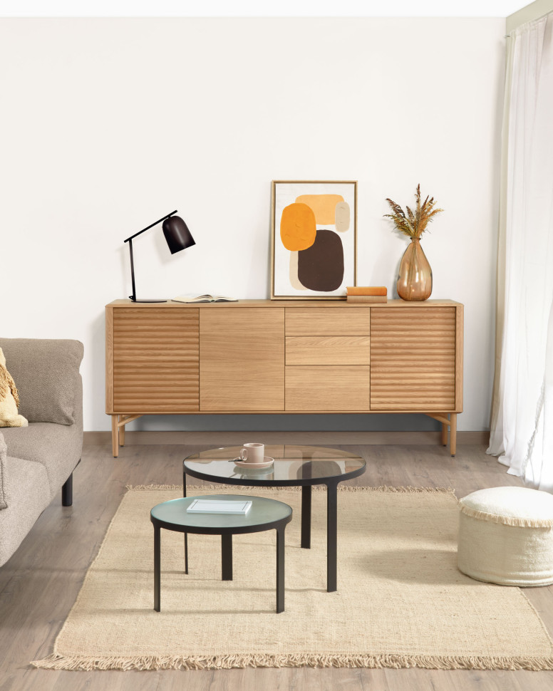 Набор журнальных столиков La Forma Oni диаметр 70 см, диаметр 50 см, прозрачный, чёрный