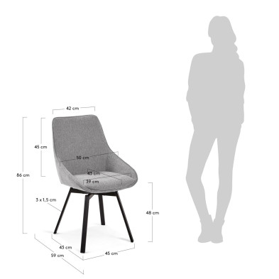 Стул La Forma Haston 50 x 62 x h86 см, светло-серый