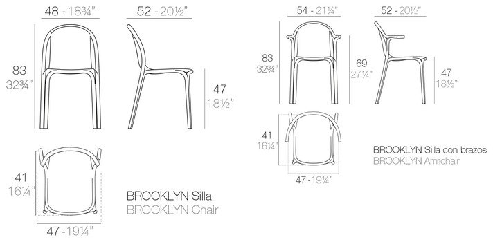 Размеры Стул Vondom Brooklyn