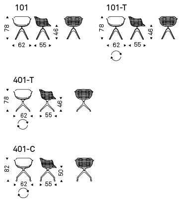 Размеры Стул в столовую Cattelan italia Indy Размеры Стул в столовую Cattelan italia Indy
