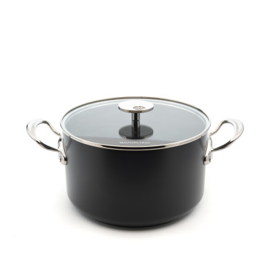 Кастрюля с крышкой Mauviel M'STONE 3 6,4 л с антипригарным покрытием Eclipse, чёрный алюминий