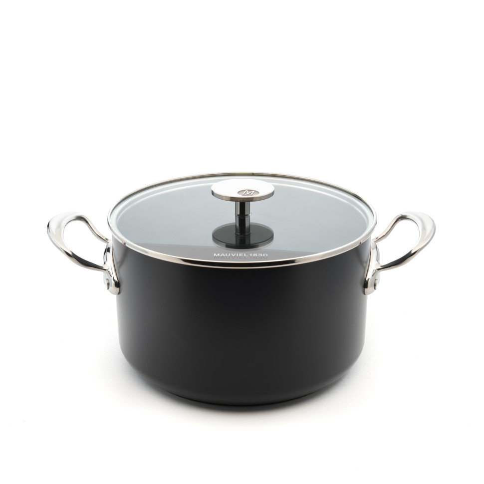 Кастрюля с крышкой Mauviel M'STONE 3 6,4 л с антипригарным покрытием Eclipse, чёрный алюминий