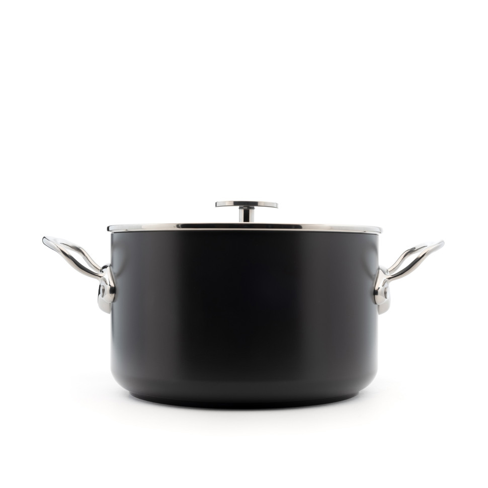 Кастрюля с крышкой Mauviel M'STONE 3 6,4 л с антипригарным покрытием Eclipse, чёрный алюминий