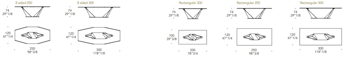 Размеры Стол Reflex Disegno Quartz 72