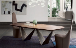 Стол в столовую Reflex Disegno Prisma 72 steel bevel wood