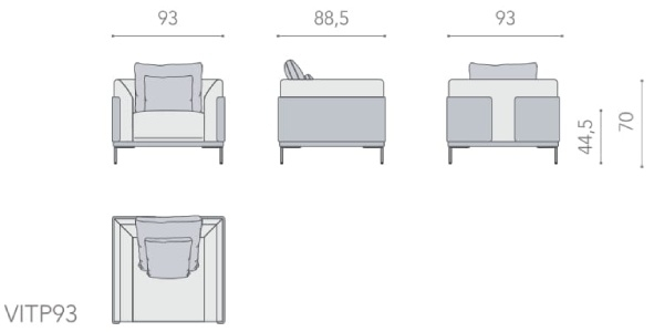 Размеры Кресло Asnaghi Vittoria Размеры Кресло Asnaghi Vittoria