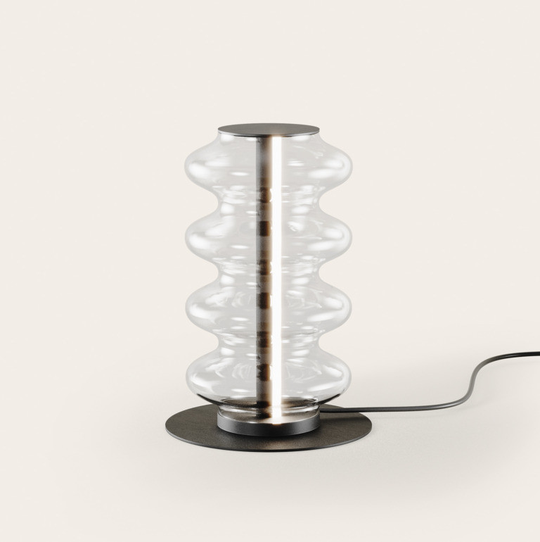 Настольная лампа Aromas del Campo Vitree 25 x h36 см, чёрная сталь, прозрачное стекло