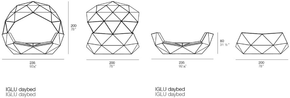 Размеры Кушетка Vondom Iglu