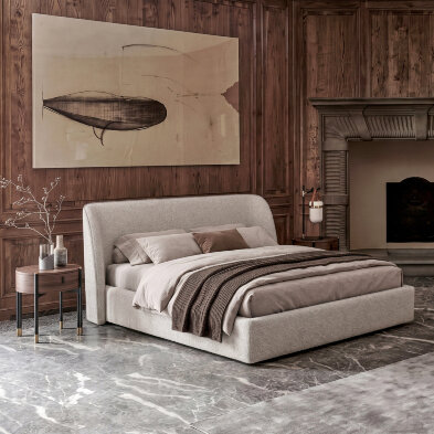 Кровать Mod Interiors Палома 186 x 212 x h102 см, с подъёмным механизмом, ткань букле Candy 101 Cream
