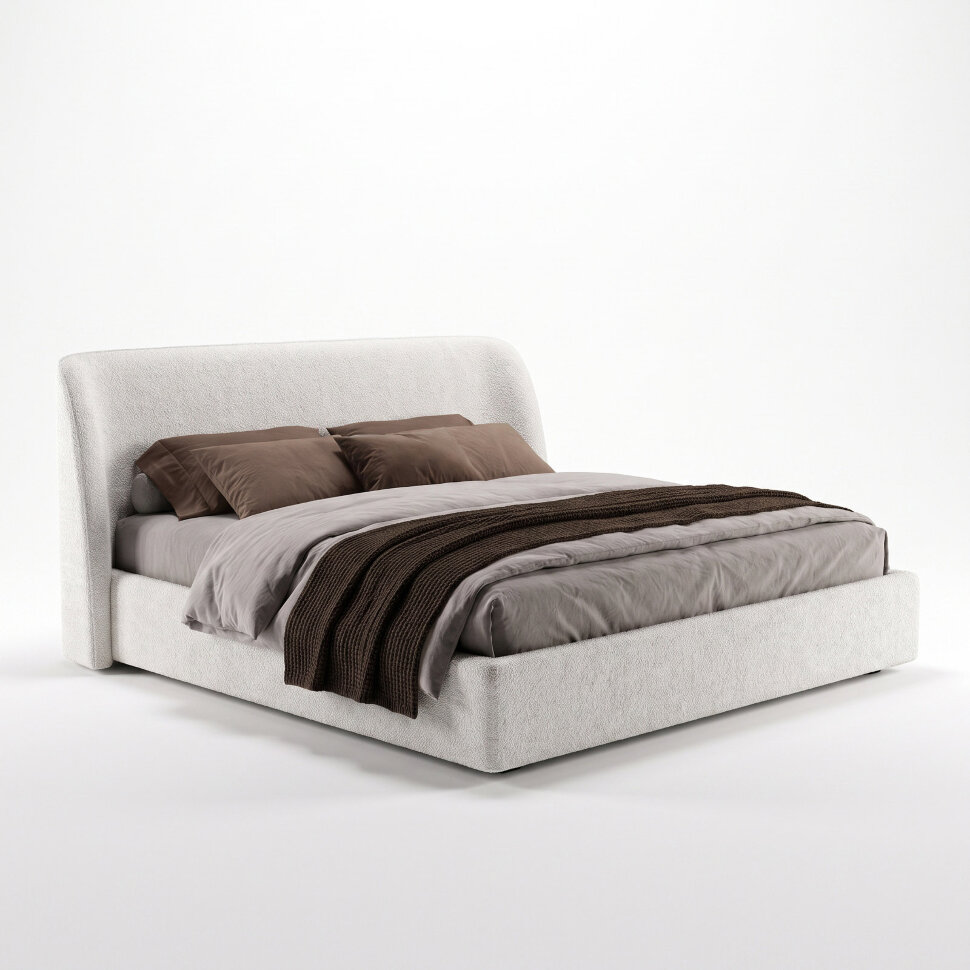 Кровать Mod Interiors Палома 186 x 212 x h102 см, с подъёмным механизмом, ткань букле Candy 101 Cream - фото товара