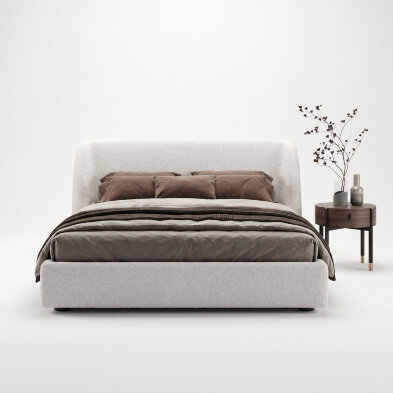 Кровать Mod Interiors Палома 186 x 212 x h102 см, с подъёмным механизмом, ткань букле Candy 101 Cream