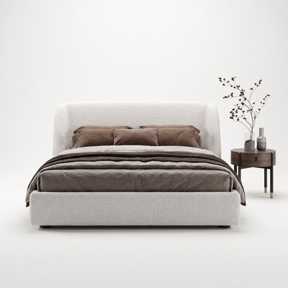 Кровать Mod Interiors Палома 186 x 212 x h102 см, с подъёмным механизмом, ткань букле Candy 101 Cream - материал