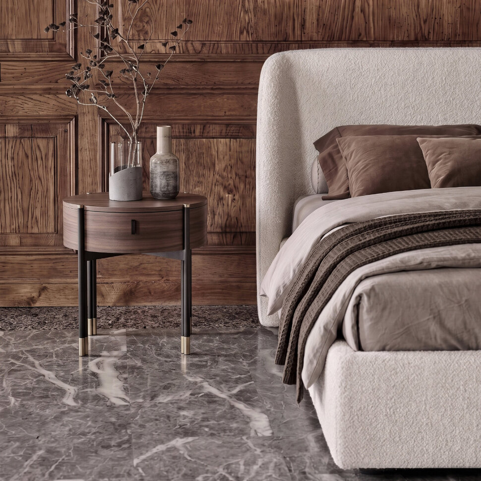Кровать Mod Interiors Палома 186 x 212 x h102 см, с подъёмным механизмом, ткань букле Candy 101 Cream - стиль