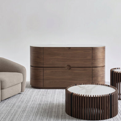 Комод Mod Interiors Tishina by Sergey Tregubov 160 x 55 x h86 см, шпон ореха и белая керамика