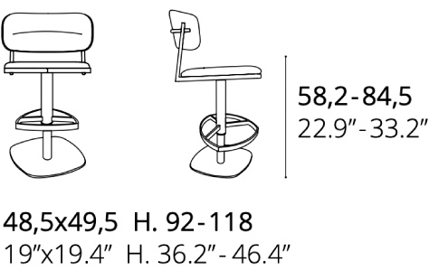 Размеры Барный стул Ozzio design Persy S259