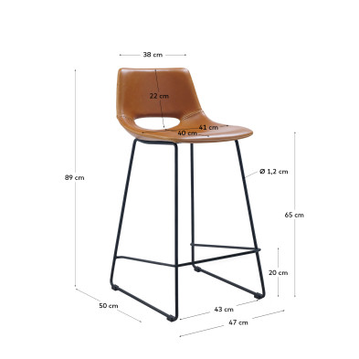 Полубарный стул La Forma Ziggy 47 x 50 x h89 см, коричневый