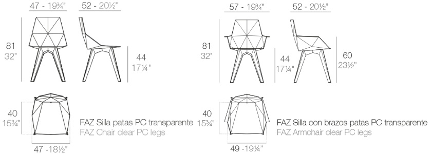Размеры Стул Vondom Faz