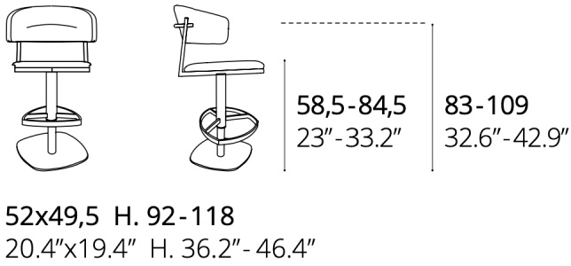 Размеры Барный стул Ozzio design Petra S533 Размеры Барный стул Ozzio design Petra S533