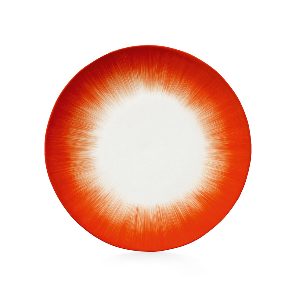 Комплект из 2-х обеденных тарелок Serax DE, диаметр 24 см, красный, кремовый, фарфор