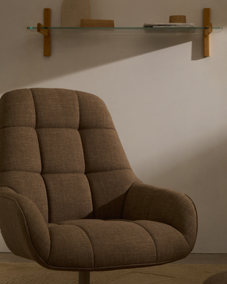 Поворотное кресло La Forma Jaspe 76 x 85 x h98 см, светло-коричневого цвета с серой отделкой металла - фото товара