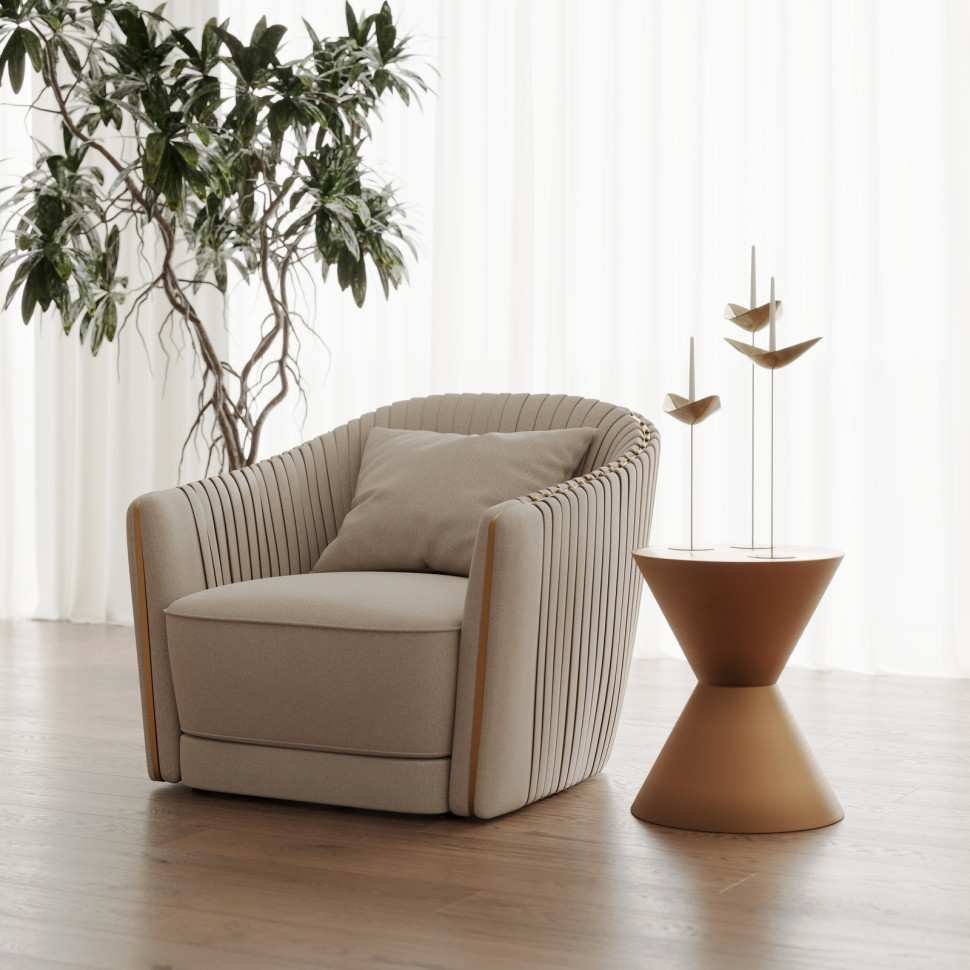 Приставной столик Fratelli Barri Loreto, диаметр 42 x h50 см, латунь - стиль